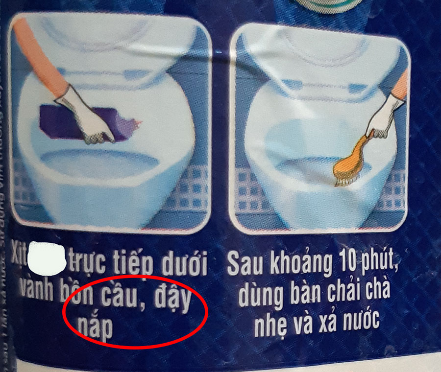 Hướng dẫn của nhà sản xuất phải đóng nắp bồn cầu và đeo khẩu trang, găng tay